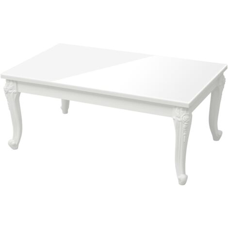 Table basse blanc brillant 100x50x42 bois d'ingénierie