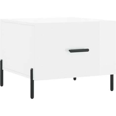 Table basse blanc brillant 50x50x40 bois d'ingénierie