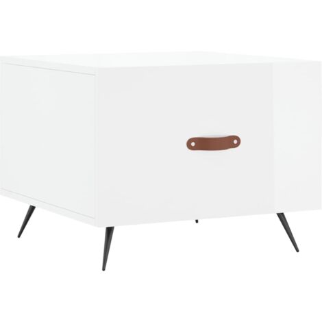Table basse blanc brillant 50x50x40 bois d'ingénierie