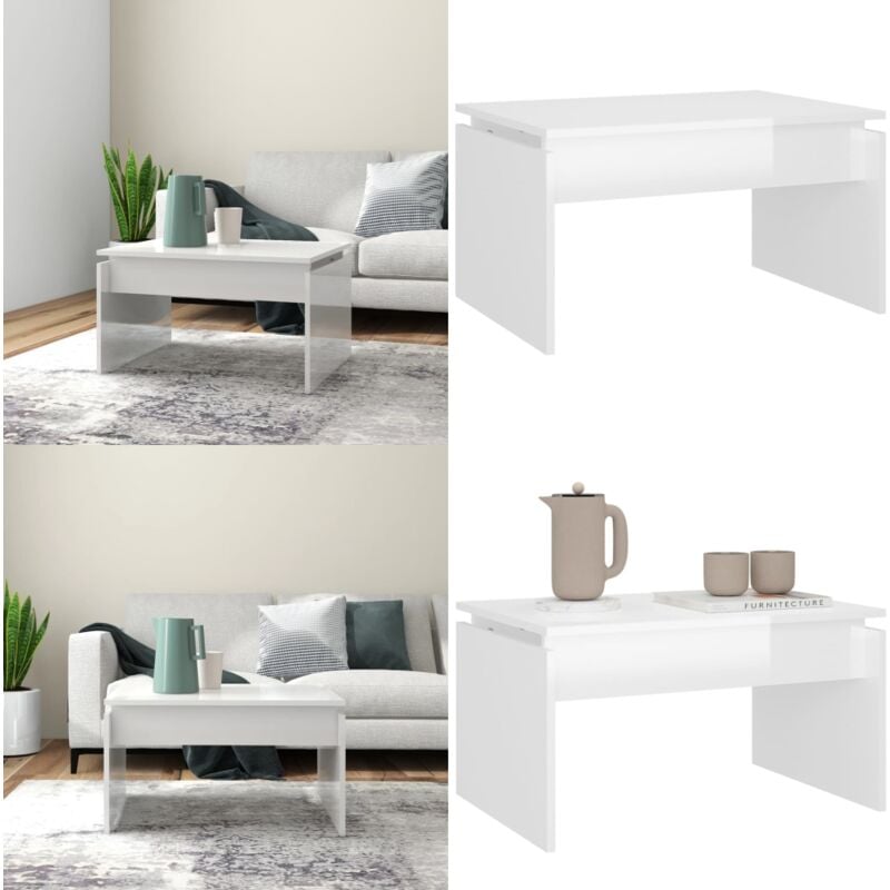 Vidaxl - Table basse blanc brillant 68x50x38 cm bois d'ingénierie - Table Basse Blanche - Table D'appoint - Meuble Salon - Table En Bois D'ingénierie