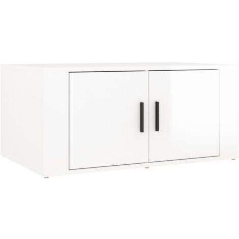 Table basse Blanc brillant 80x50x36 Bois d'ingénierie