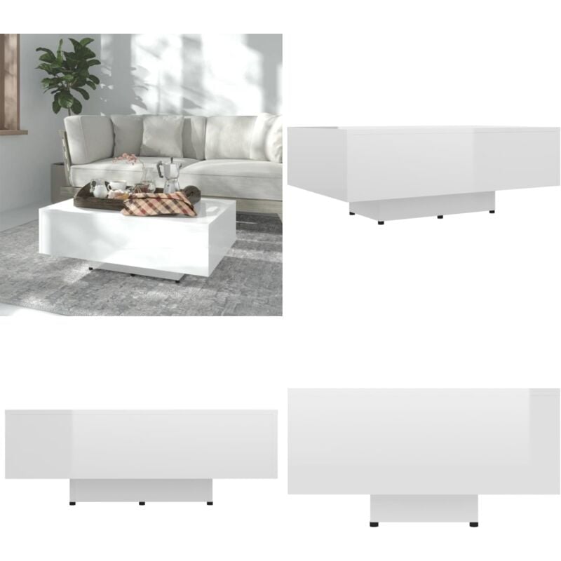 Vidaxl - Table basse Blanc brillant 85x55x31 cm Bois d'ingénierie - Table Basse - Table D'appoint - Mobilier Salon - Table Blanche - Table Design