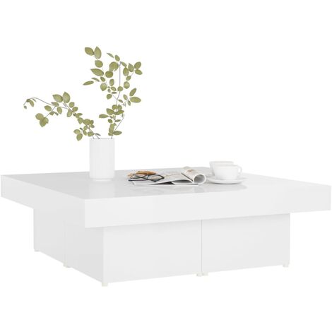 Table basse Blanc brillant 90x90x28