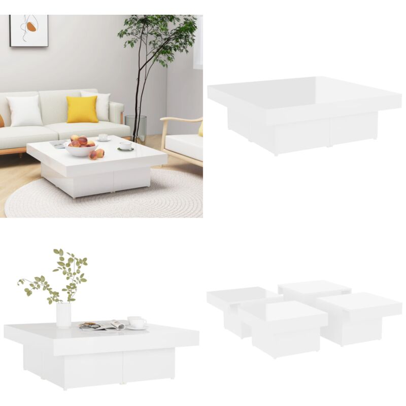 Vidaxl - Table basse blanc brillant 90x90x28 cm bois d'ingénierie - Table Basse - Table D'appoint - Meubles De Salon - Table En Bois - Design Moderne