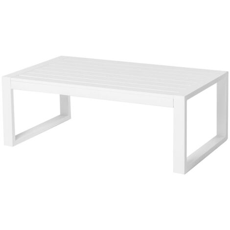 Table basse blanche d'extérieur en aluminium pour terrasse