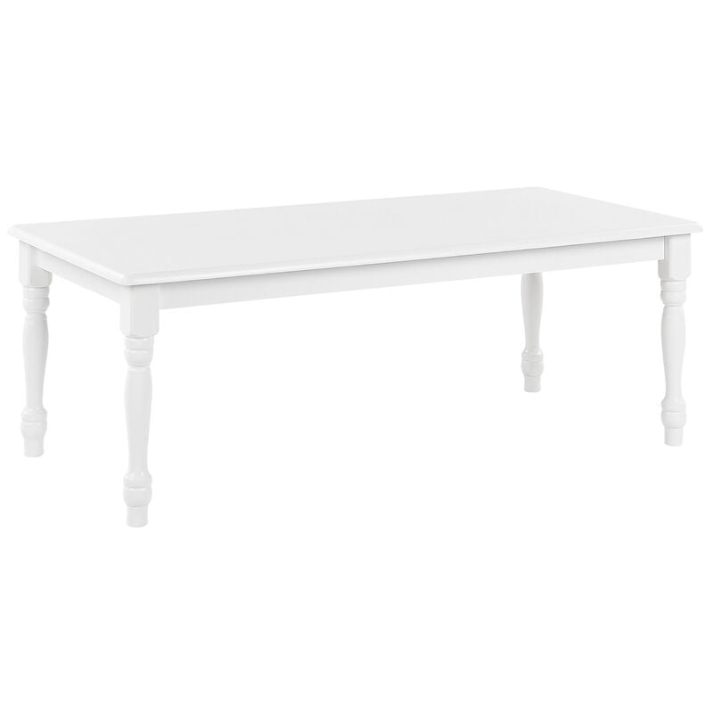 beliani - table basse rectangulaire plateau en mdf et pieds en bois d'hévéa 120 x 60 cm blanche kokomo - blanc
