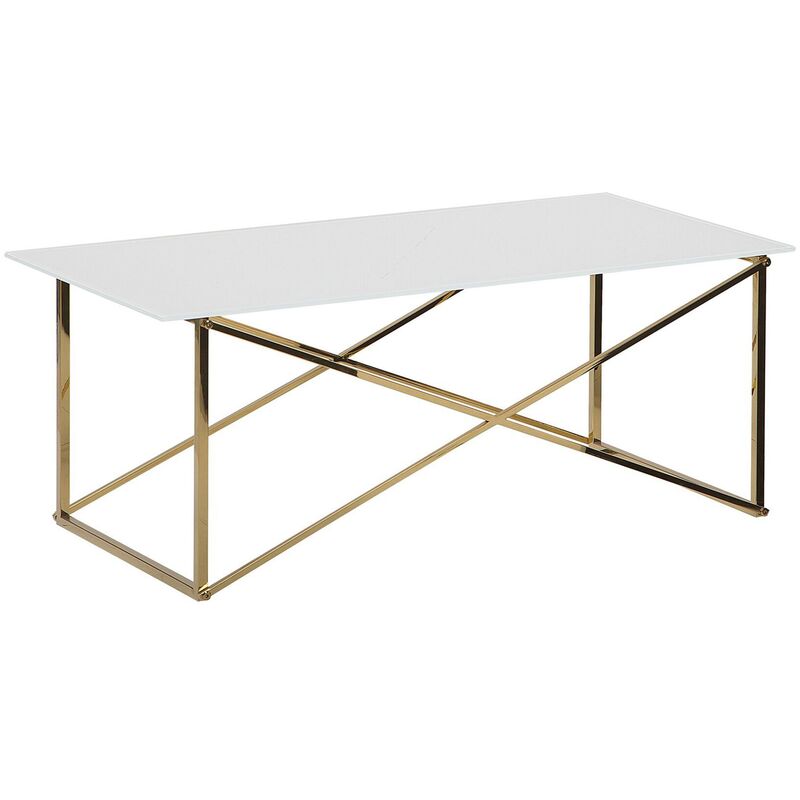 Table basse blanche structure dorée EMPORIA