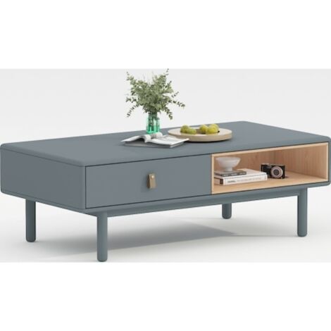 Table basse bois bleu élégance moderne pour salon - Bleu profond élégant