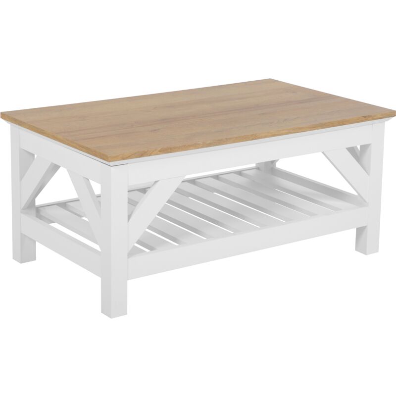 Table basse bois clair/blanc 100 x 60 cm SAVANNAH