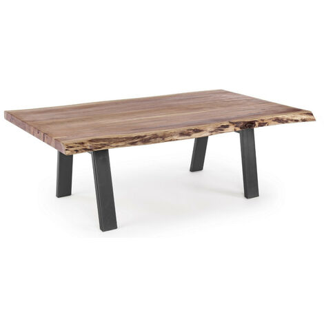 Table basse bois d'acacia et pieds acier gris Denia 115cm