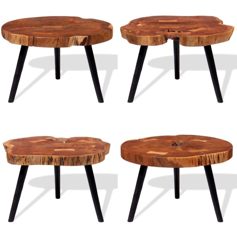 Vidaxl - Table basse Bois d'acacia massif (55-60)x40 cm - Table Basse - Table D'appoint - Acacia Massif - Design Industriel - Meubles Rustiques
