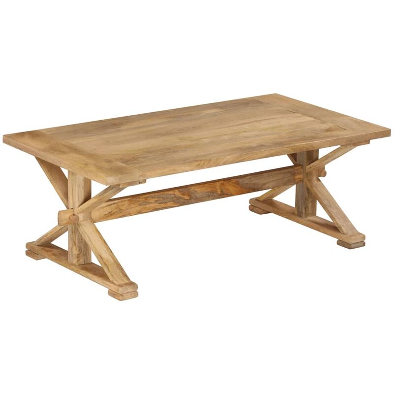 Table Basse Bois de Manguier Massif 110x60x40 cm Dessus en Bois