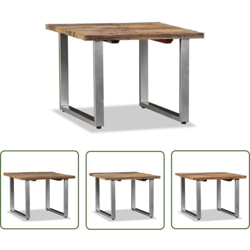 Doc&et² - The Living Store Table basse Bois de récupération massif 55x55x40 cm - Table Basse Industrielle - Table Basse Design - Table Basse Rustique