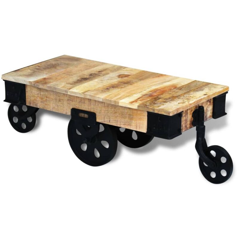 Vidaxl - Table basse avec roues Bois de manguier brut