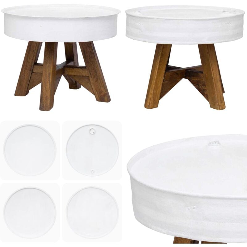 Vidaxl - Table basse Bois de récupération massif 60x45 cm Blanc - Table Basse Industrielle - Table Basse Bois Recyclé - Table Basse Vintage - Meubles