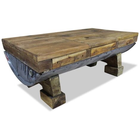 Table basse Bois de récupération massif 90 x 50 x 35 cm   - Brun