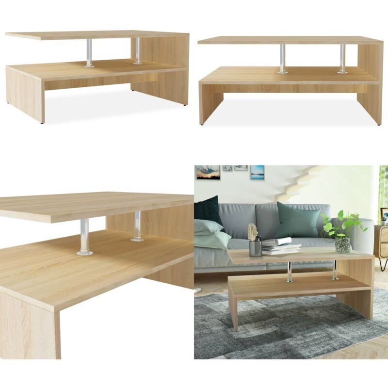 Vidaxl - Table basse Bois d'ingénierie 90x59x42 cm Chêne - Table Basse Moderne - Table D'appoint - Meuble Salon - Table Chêne - Table Rangement