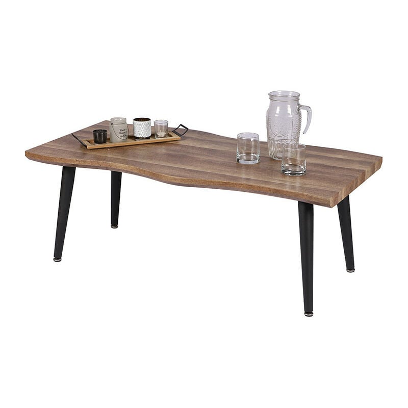 Table basse 120 cm pieds métal noir Megeve