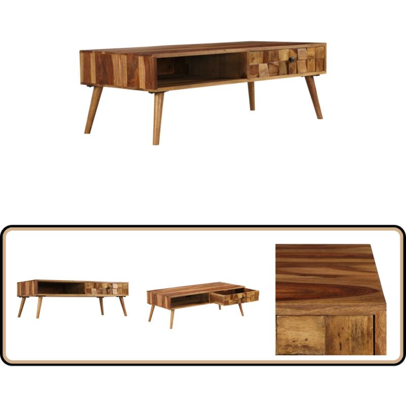 Vidaxl - Table basse Bois massif avec finition miel 110x50x37 cm - Table Basse - Table D'appoint - Meubles De Salon - Table En Bois - Mobilier Vintage