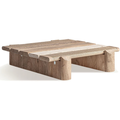 Table basse bois massif clair JACQUARD 80cm – Design estudiHac