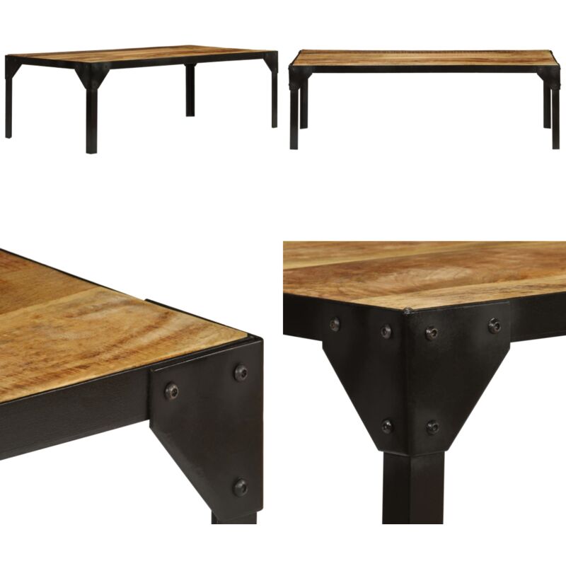 Vidaxl - Table basse Bois massif de manguier brut et acier 110 cm - Table Basse Industrielle - Table Basse Design - Table Basse Rustique - Table