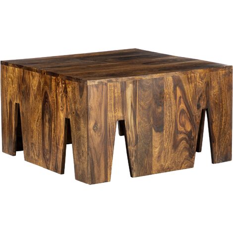 Table basse bois massif de sheesham table d'appoint moderne de salon 70x70x40cm