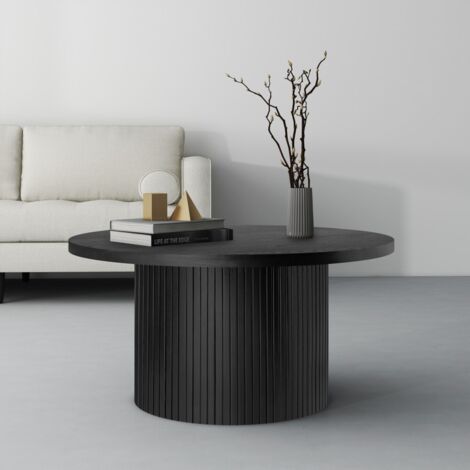 Table basse bois massif ronde, style scandinave, finition naturelle, diamètre 80cm, salon/chambre