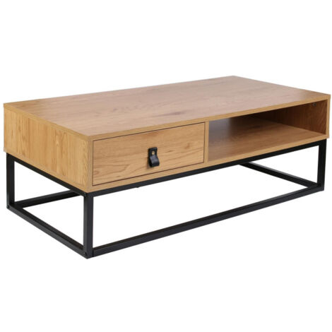 Table Basse Bois & Métal "Abbott" 100cm Naturel