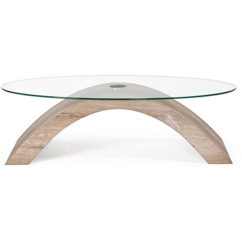 Table basse bois naturel et verre trempé Anya 110 cm 2