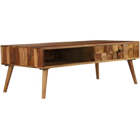 Table basse Bois Sesham massif avec finition miel 110x50x37 cm