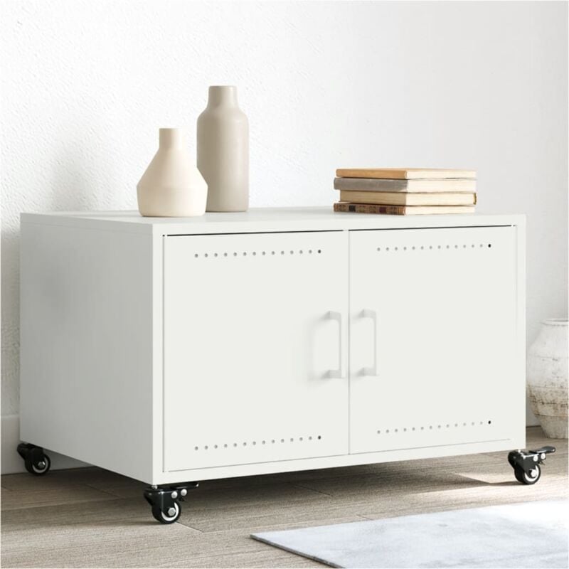 Vidaxl - Table basse blanc 68x50x43,5 cm acier