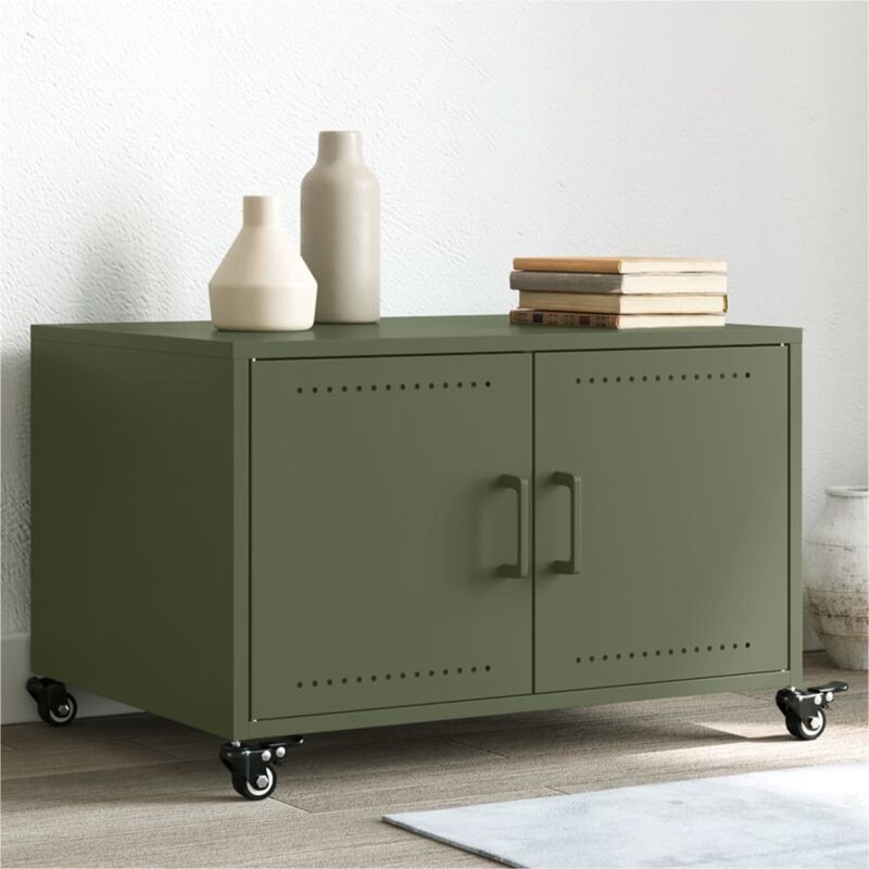 Vidaxl - Table basse vert olive 68x50x43,5 cm acier