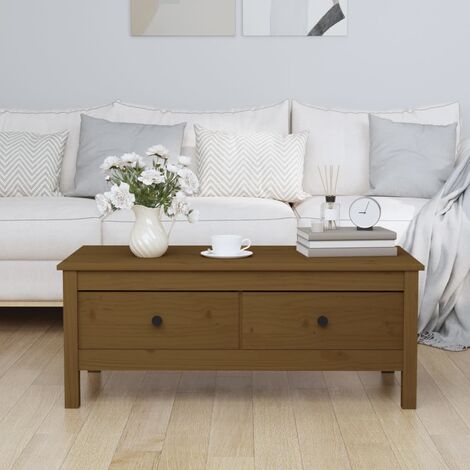 Table Basse  Bout de canapé  Table d’Appoint Salon Marron miel 100x50x40 cm Bois massif de pin BV14718