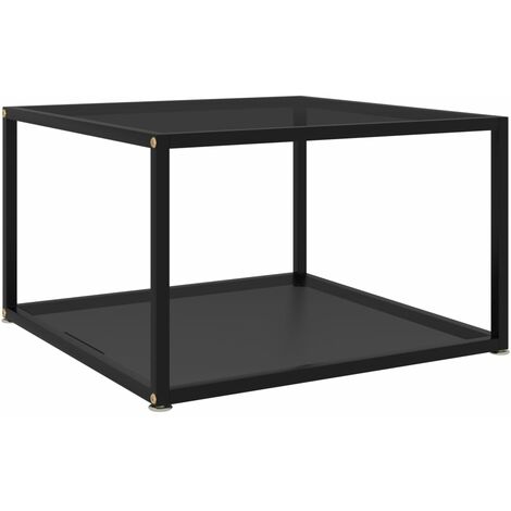 Table Basse  Bout de canapé  Table d’Appoint Salon Noir 60x60x35 cm Verre trempé BV41633