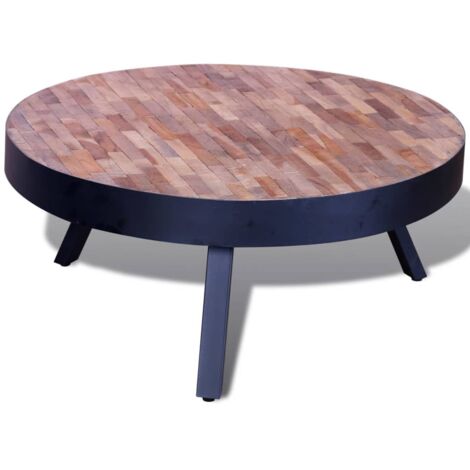 Table Basse  Bout de canapé  Table d’Appoint Salon ronde Bois de teck recyclé  BV62529