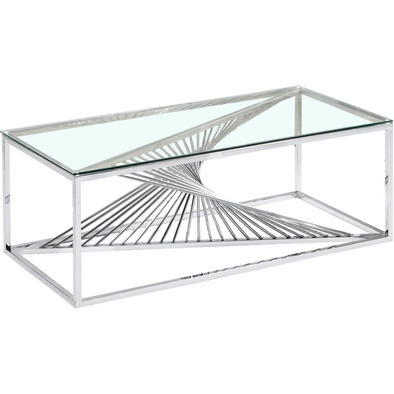 Cotecosy - Table basse Britannia en Verre Transparent et Pieds Argent
