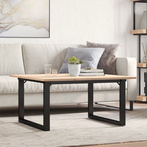 Table basse cadre en O-Table Salon -Table d'appoint 90x90x45 cm bois de pin massif et acier 251634