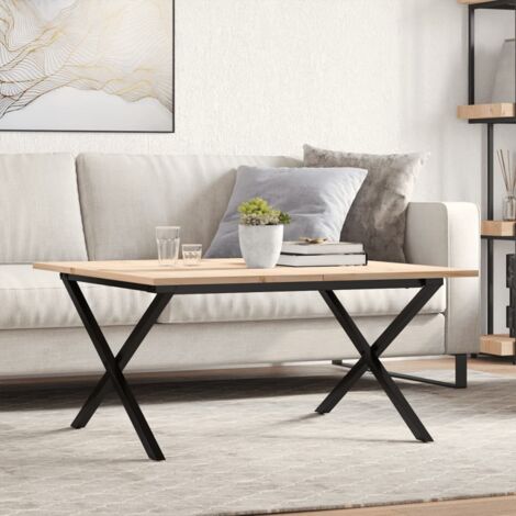 Table basse cadre en X-Table Salon -Table d'appoint 90x90x45 cm bois de pin massif et acier 391773