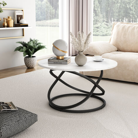 Table basse Calgary, Blanc, 79.5 x 62 cm avec grande surface de travail, Vicco