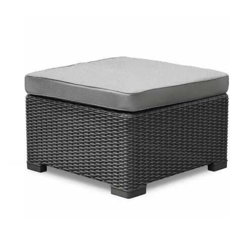 Table basse California en re'sine antichoc effet polyrotin 68x68x35 cm avec coussin pour jardin exte'rieur