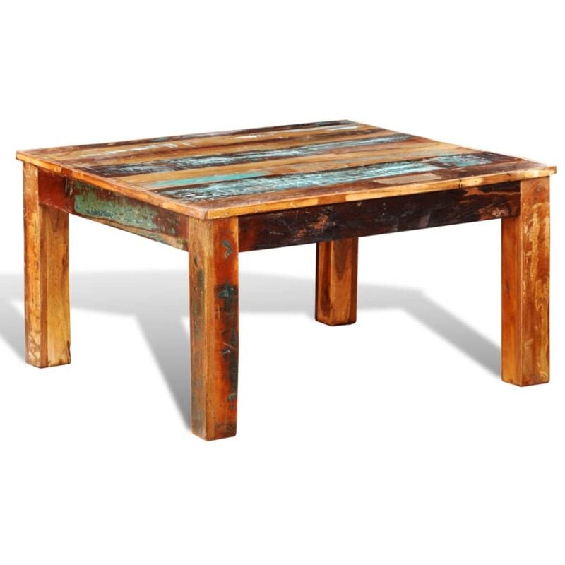 Inlife Table basse carrée Bois de récupération