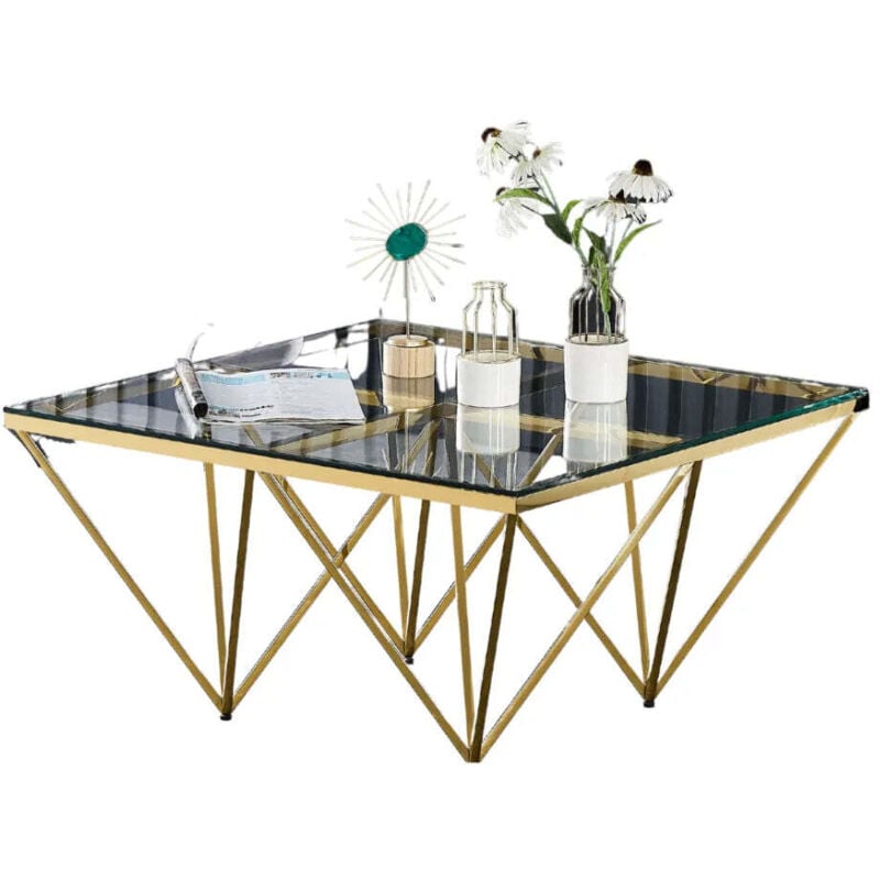 Table Basse carré gize Chrome verre 80x80 cm