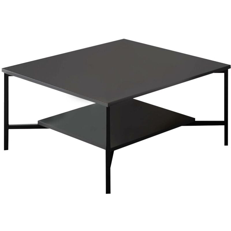 Table basse carrée Harmony 80x80cm Métal Noir et Bois Anthracite - Anthracite