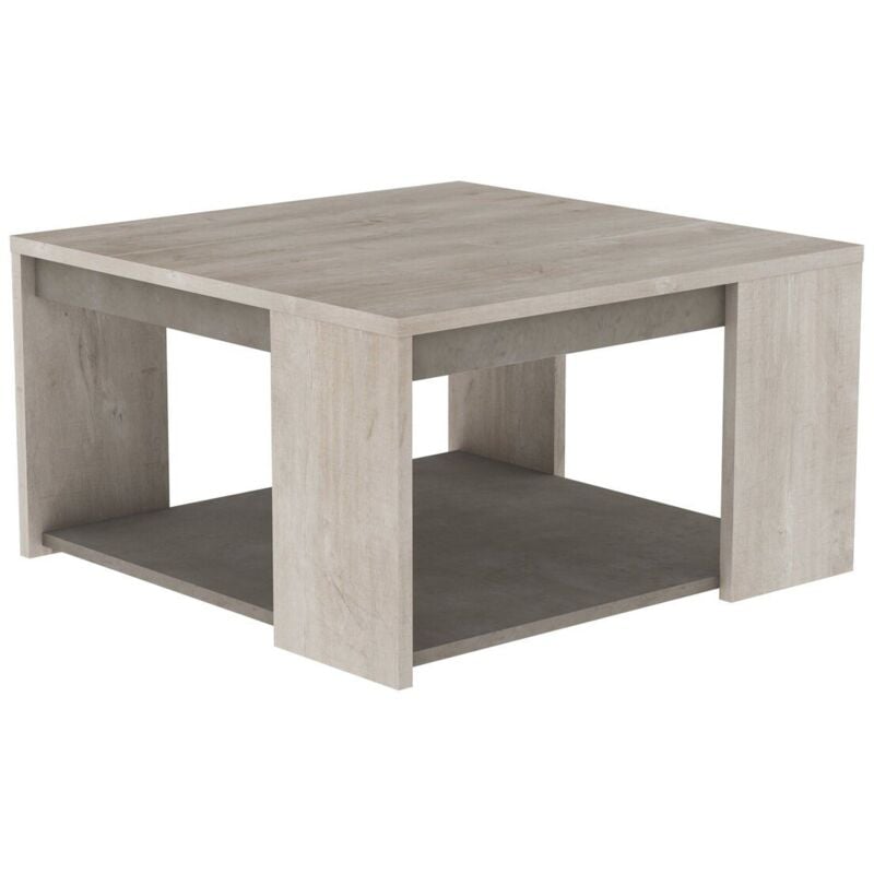 Table Basse Carrée L80 cm - Décor chêne et béton - Antibes - Calicosy