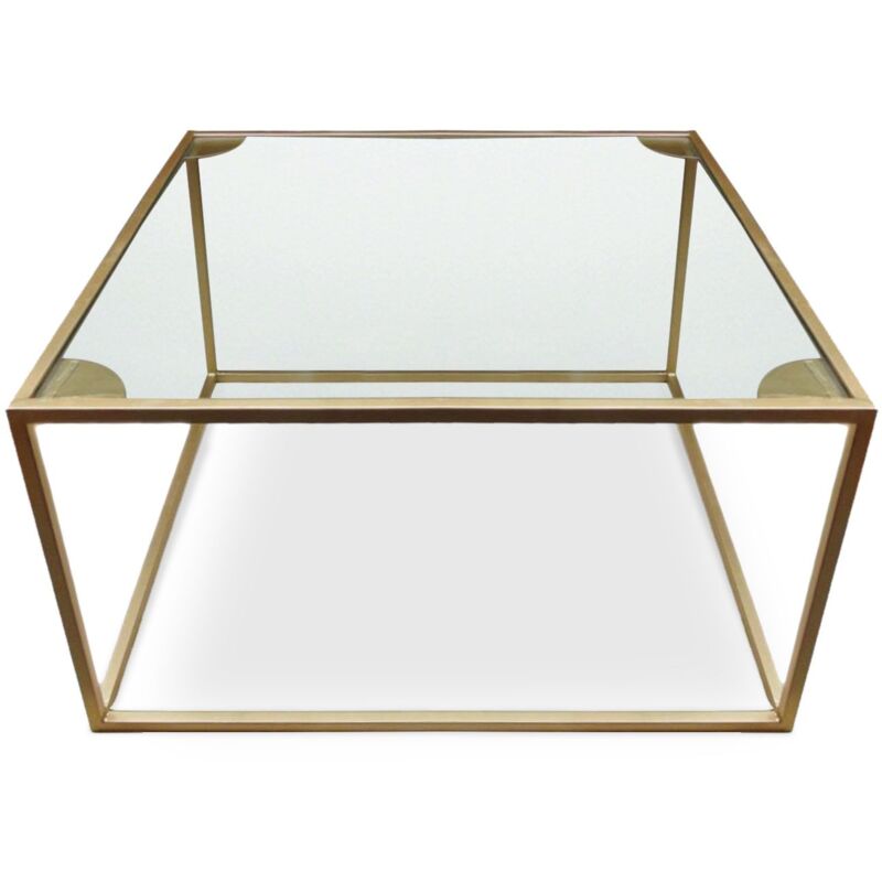 Table basse carrée Rivel Métal Or et Verre Transparent - Or