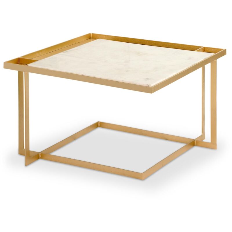 Table basse carrée Tocade Marbre et Métal Or