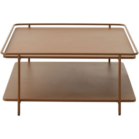 Table basse carrée 2 plateaux en métal 75x75cm - Terracotta - Saranda