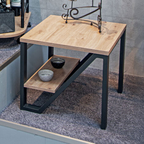 Table basse carrée 55x55x48 cm en bois et acier - TRIAK
