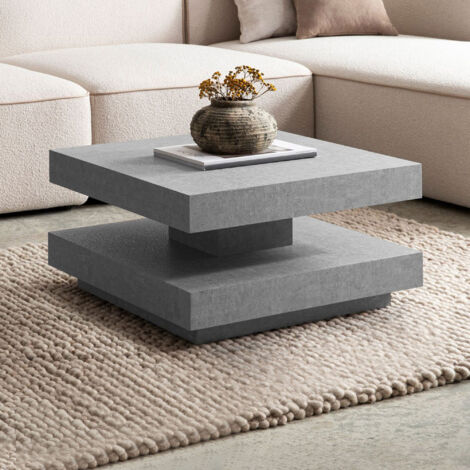 Table basse carrée 60x34 cm effet béton gris - EKLEA