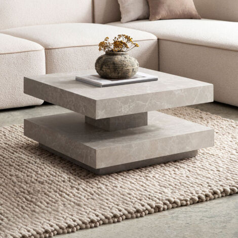 Table basse carrée 60x34 cm effet travertin - EKLEA